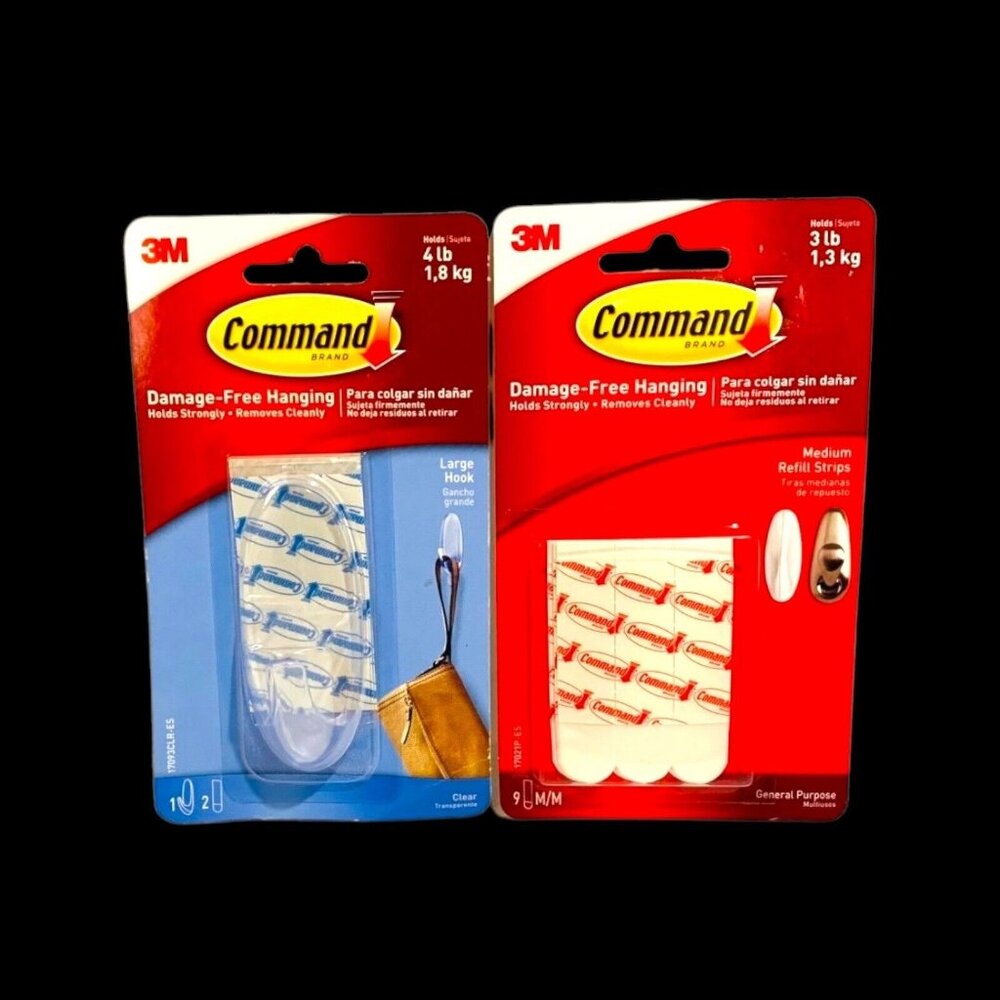 Command Medium Refill Adhesive Strips for Wall Hooks & Large Command Hooks! NEW!